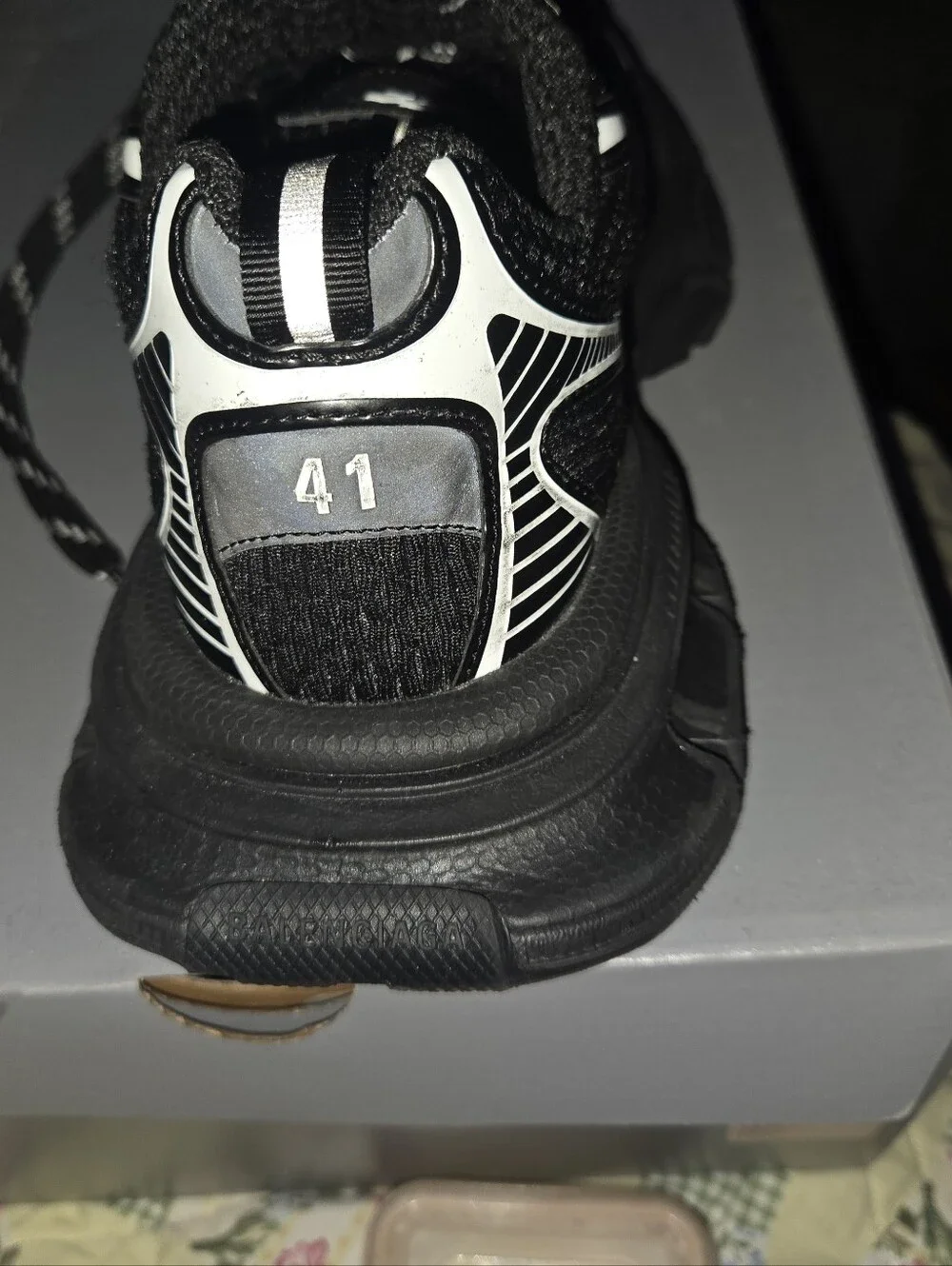 Balenciaga Black and White Athletic Sneakers